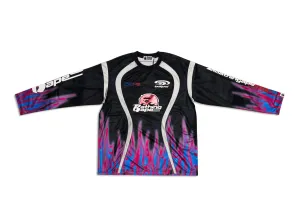 A Bathing Ape Flame Pattern Relax Fit Football Jersey in Black xld