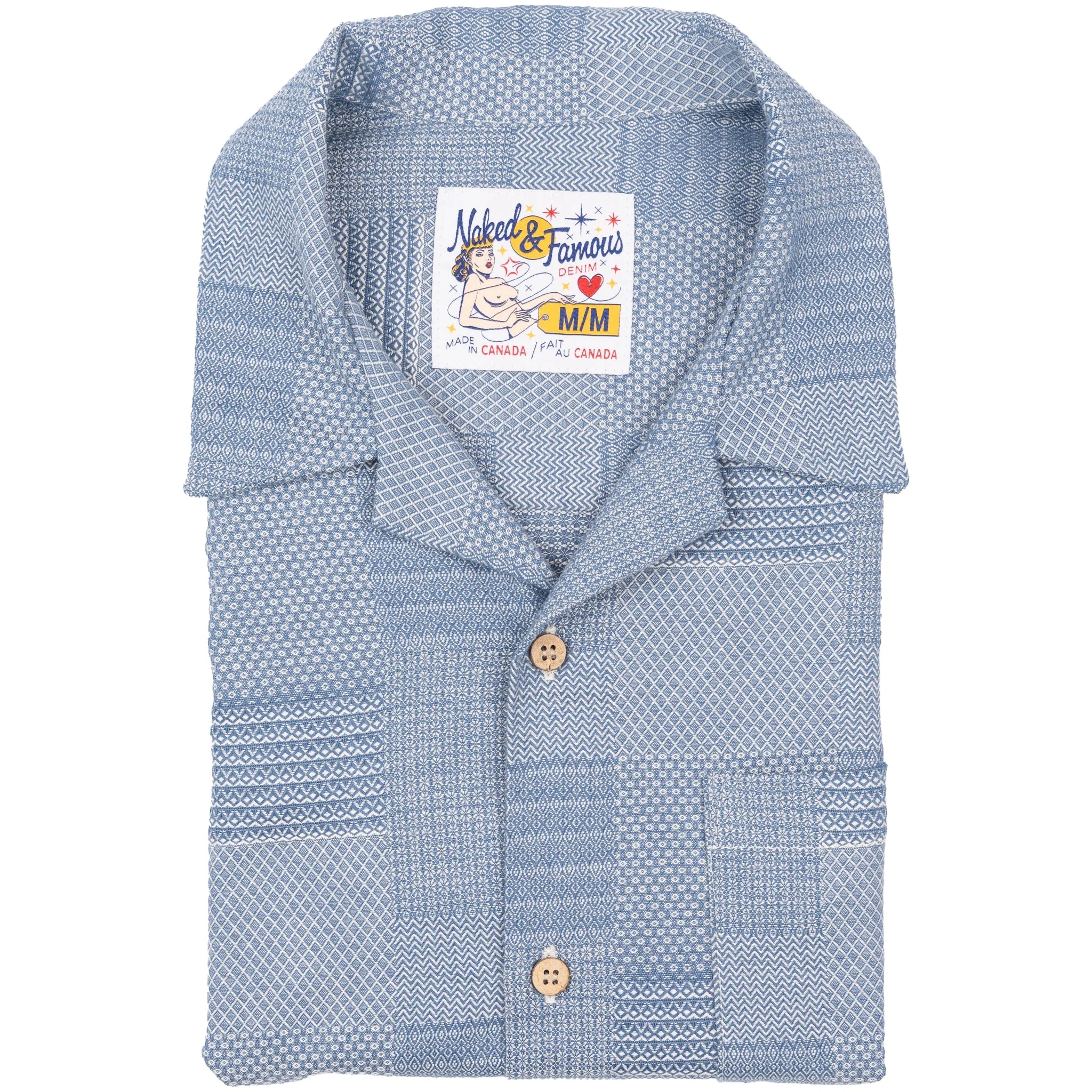Aloha Shirt - Dobby Patchwork - Pale Blue