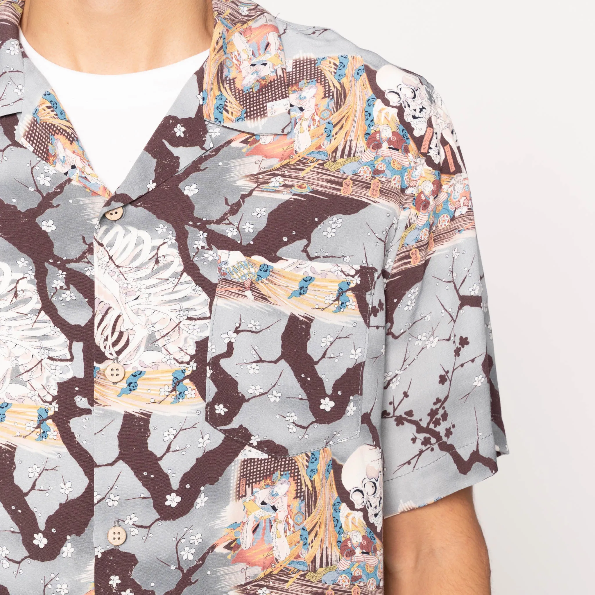Aloha Shirt -  Skeletons  -  Pale  Blue