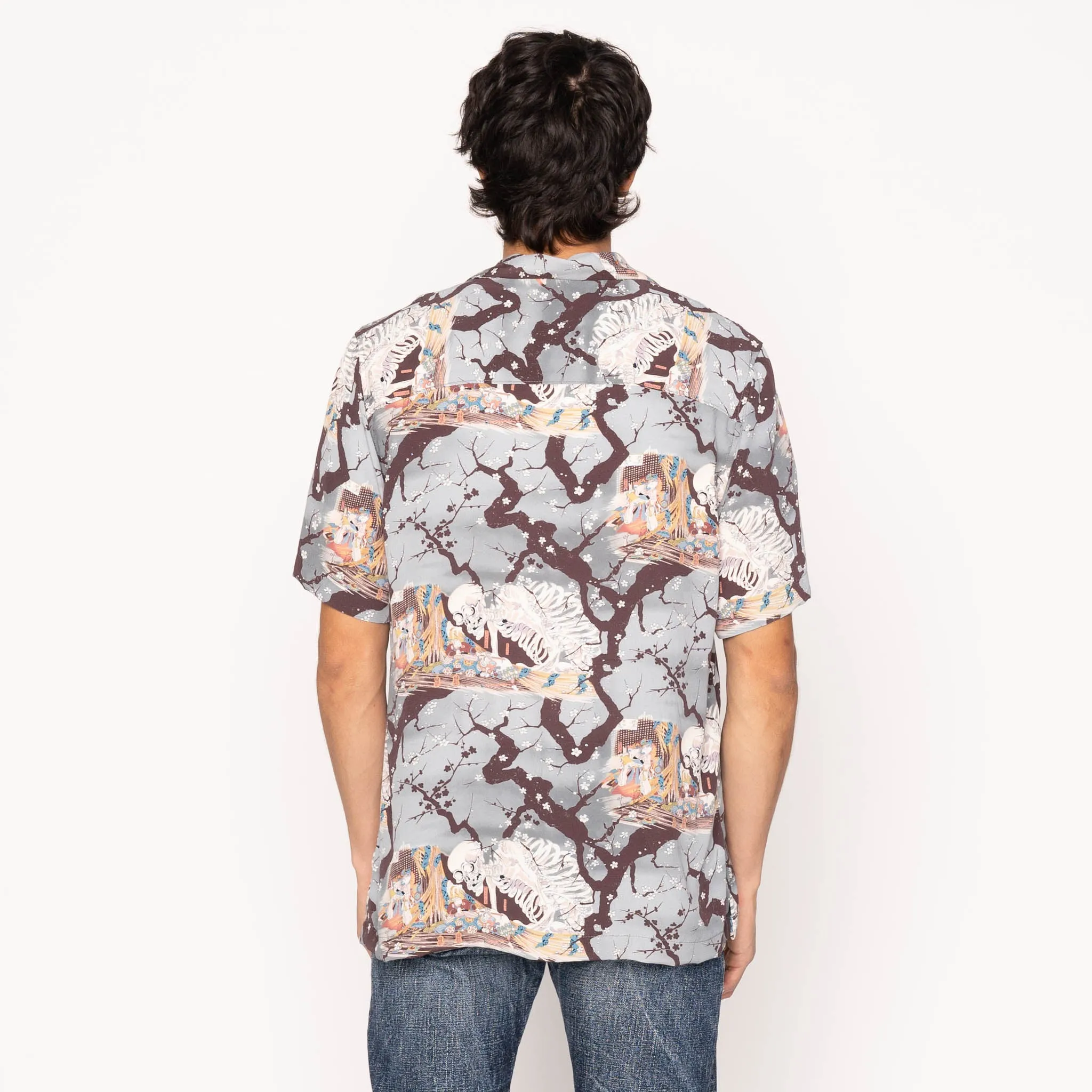 Aloha Shirt -  Skeletons  -  Pale  Blue