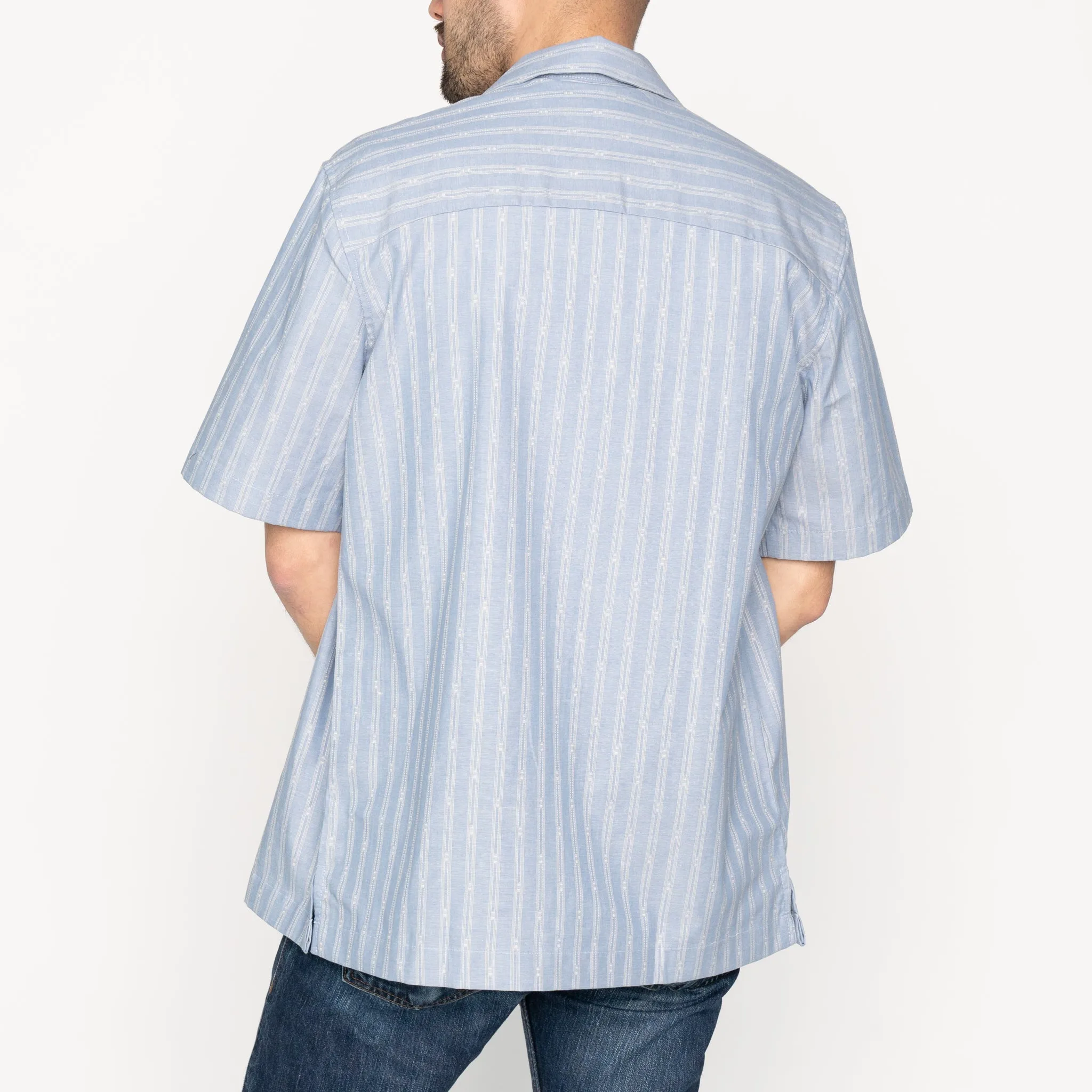 Aloha Shirt - Vintage Dobby Stripes - Pale Blue