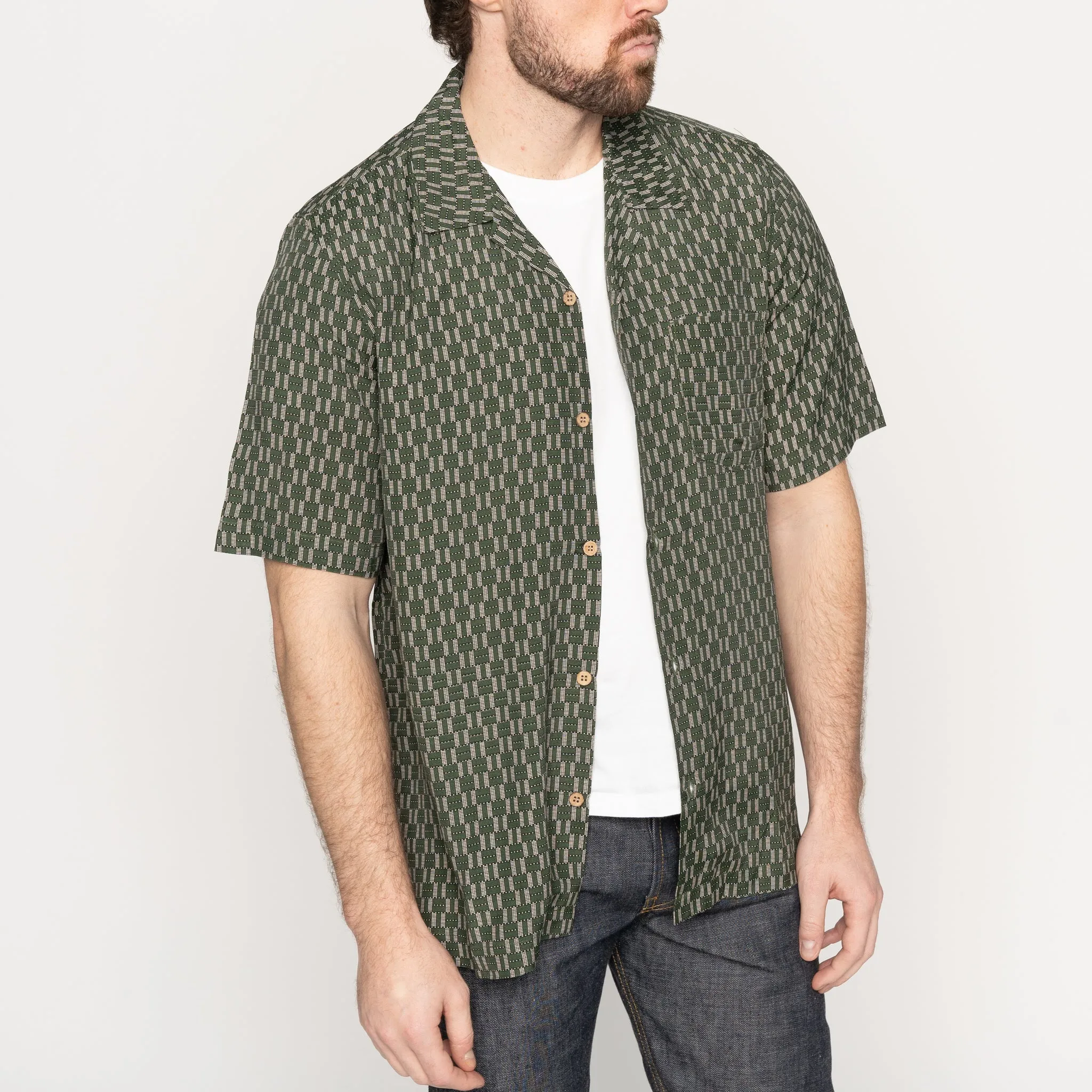 Aloha Shirt - Weave Print - Green
