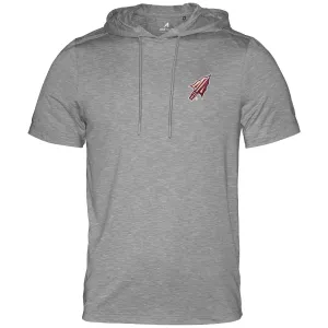 Antigua Men's Arrowhead Logo Short Sleeve Brushed Heather Hooded Top - Skyscraper Heather
