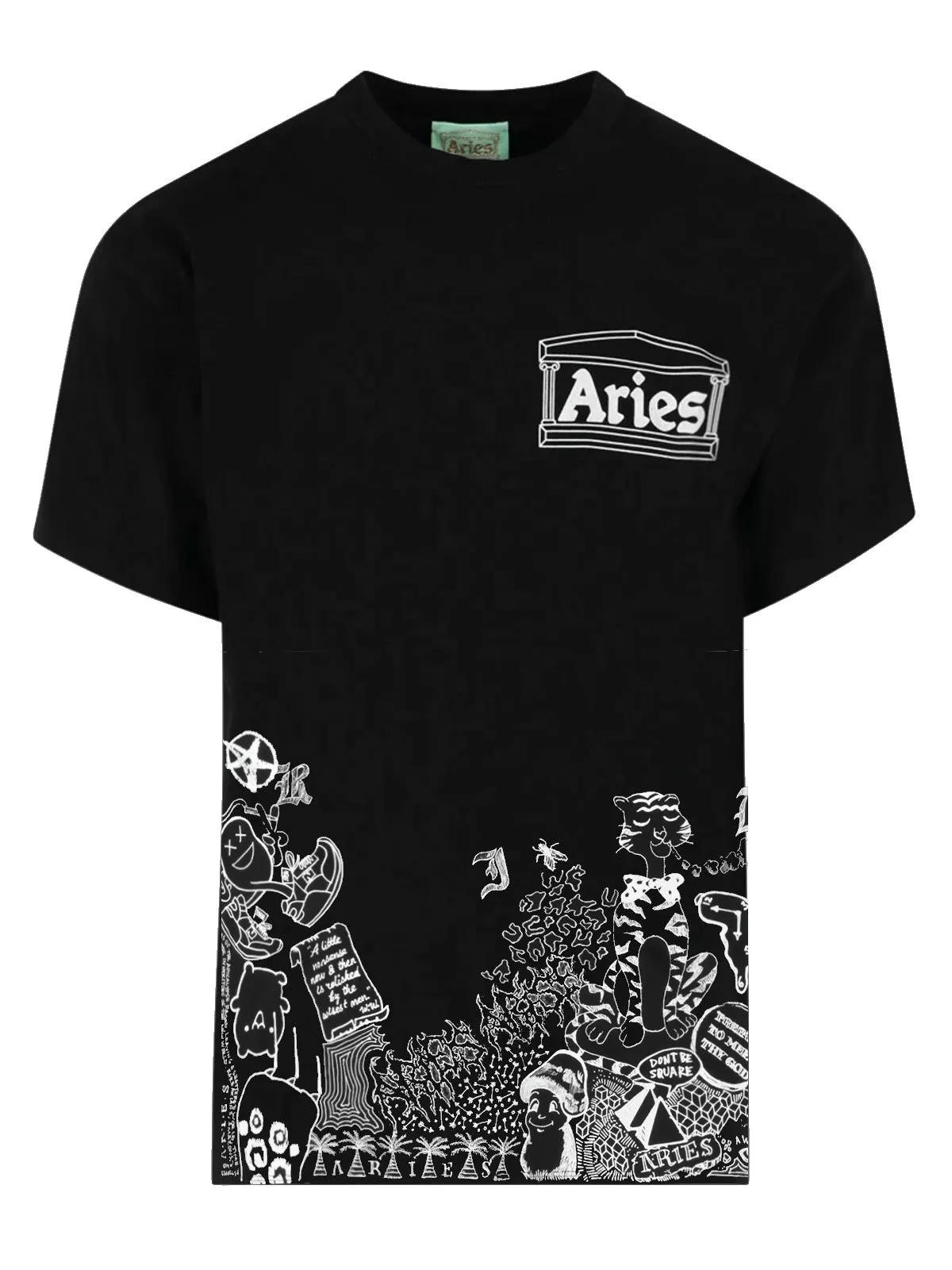 Aries Logo Printed Crewneck T-Shirt