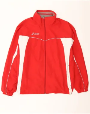 ASICS Mens Tracksuit Top Jacket 2XL Red Colourblock Polyester
