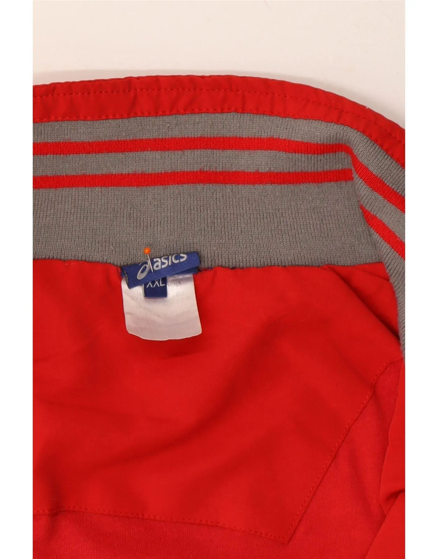 ASICS Mens Tracksuit Top Jacket 2XL Red Colourblock Polyester