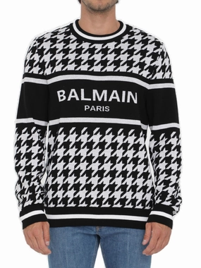 Balmain Houndstooth Patterned Crewneck Jumper