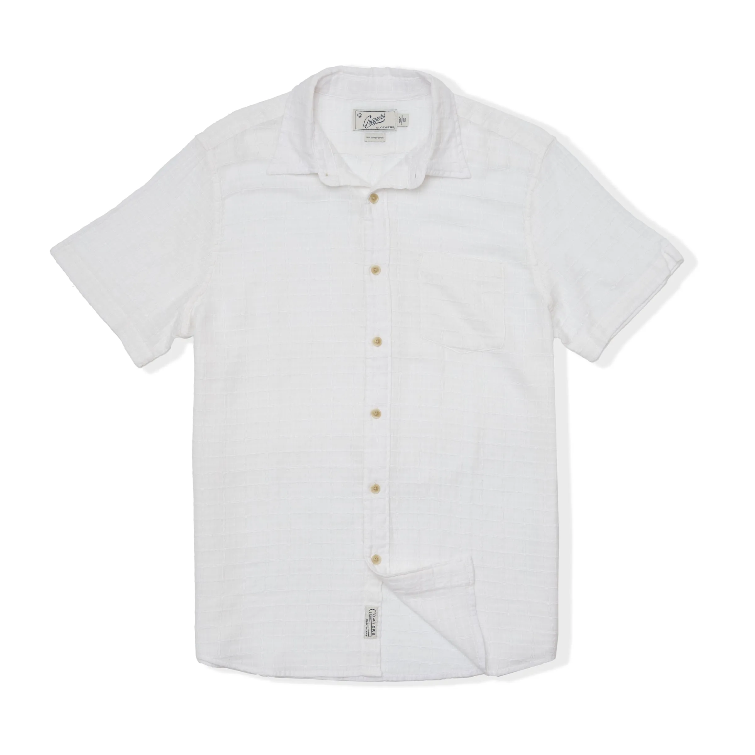 Bamboo Dobby Short Sleeve Shirt - White