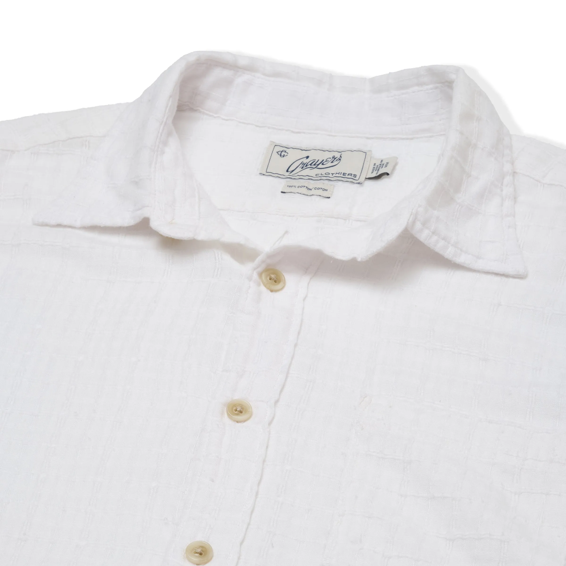 Bamboo Dobby Short Sleeve Shirt - White