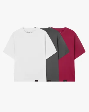 Basic Tee White/Ash/Burgundy 3Xpack