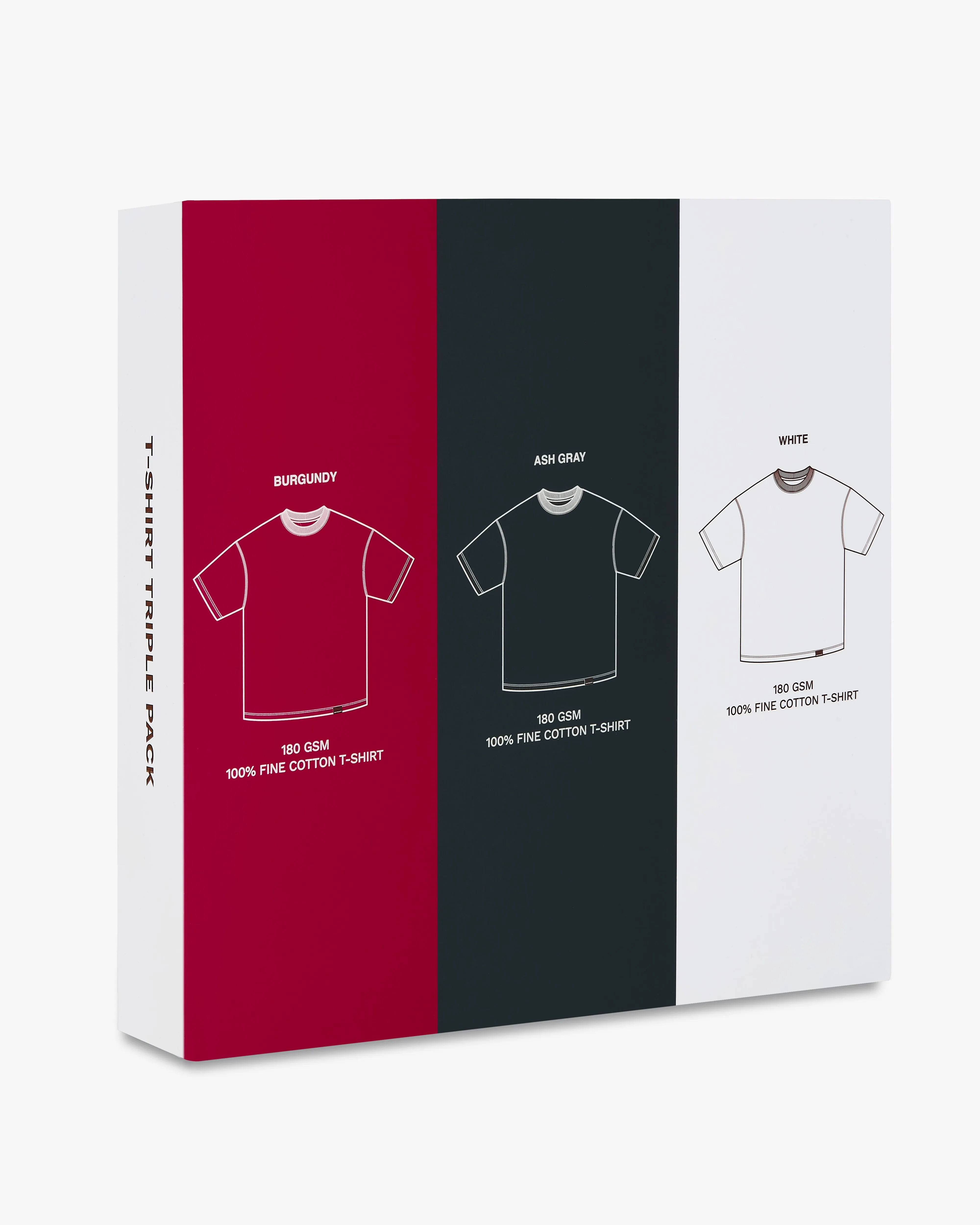 Basic Tee White/Ash/Burgundy 3Xpack