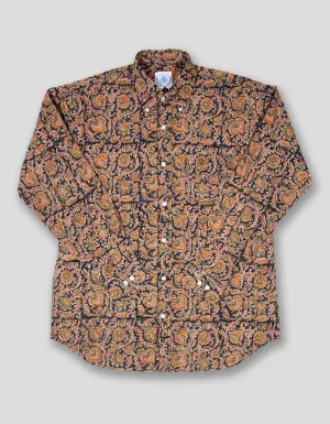 BATIK LONG SLEEVE SHIRT - NAVY/BROWN