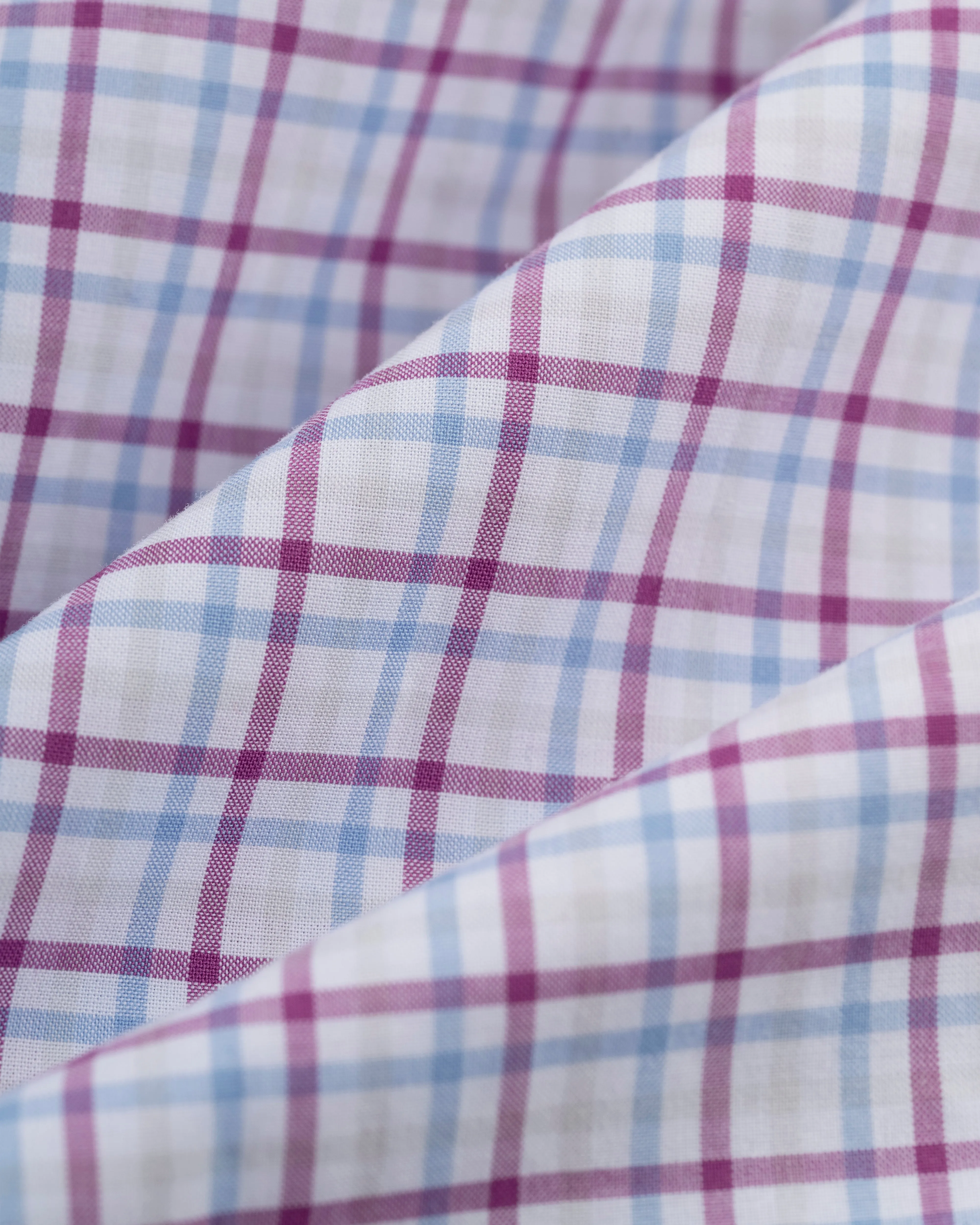BERRY/BLUE CHECK COTTON SHIRT