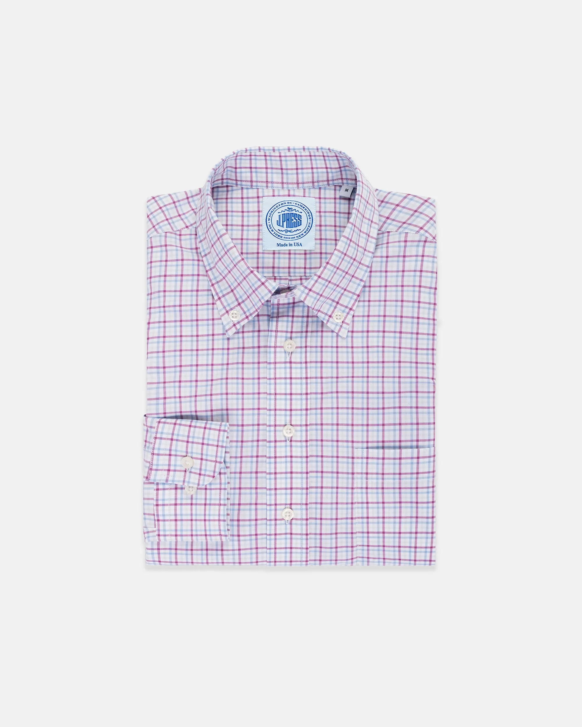 BERRY/BLUE CHECK COTTON SHIRT
