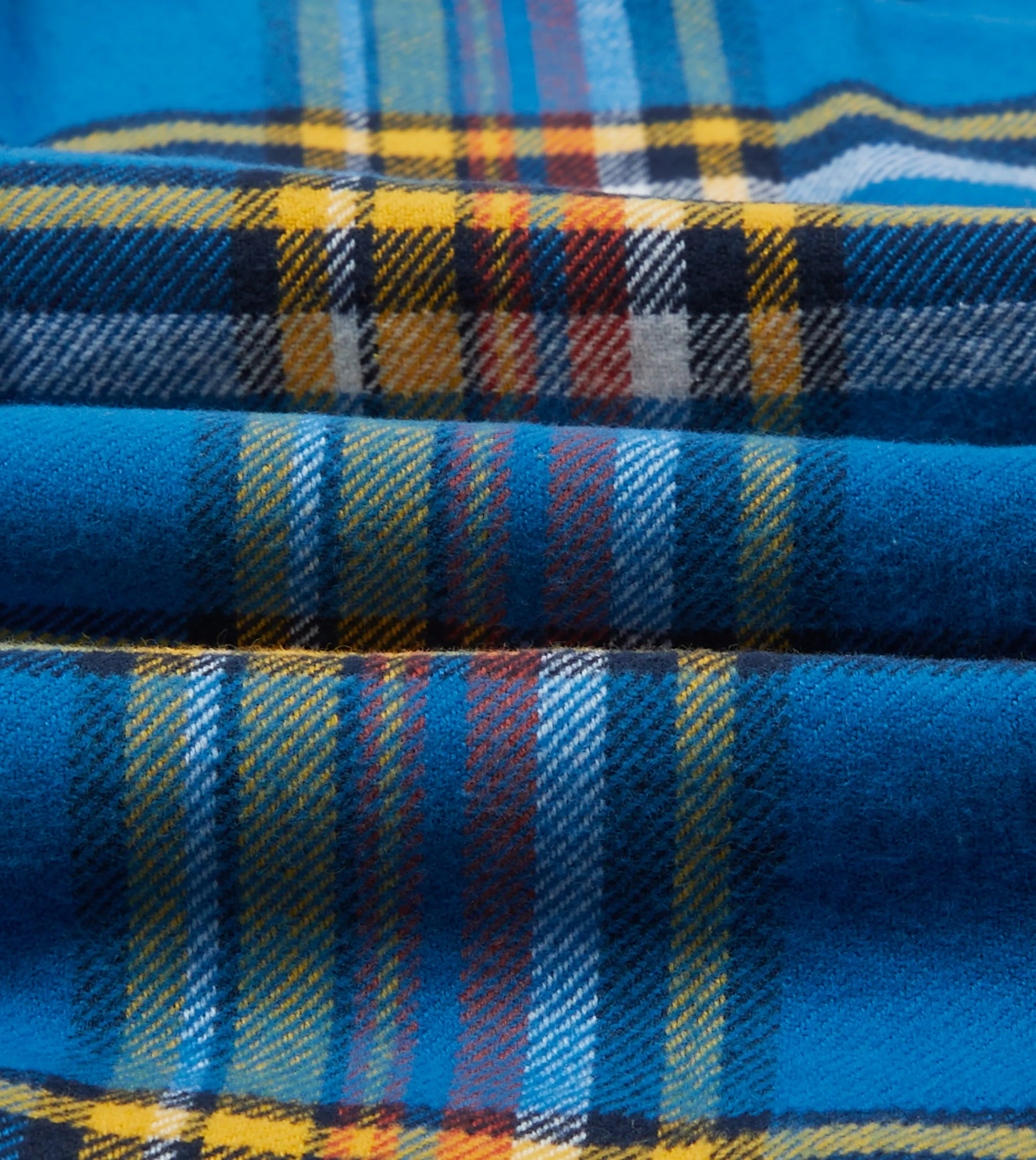 Blue and Yellow Check Brushed Cotton Two-Pocket Work Shirt