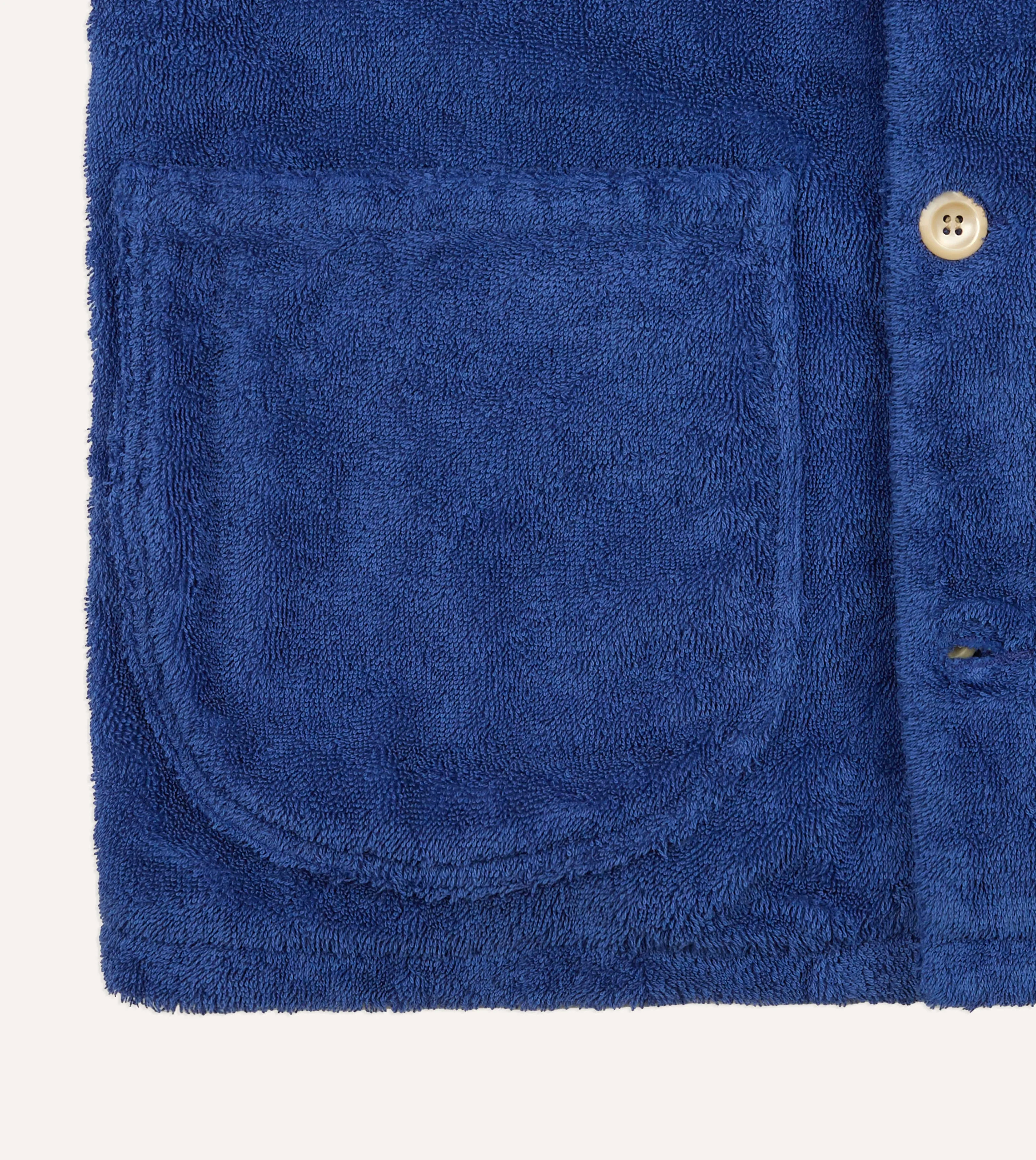 Blue Cotton Terry Towelling Short Sleeve Safari Shirt