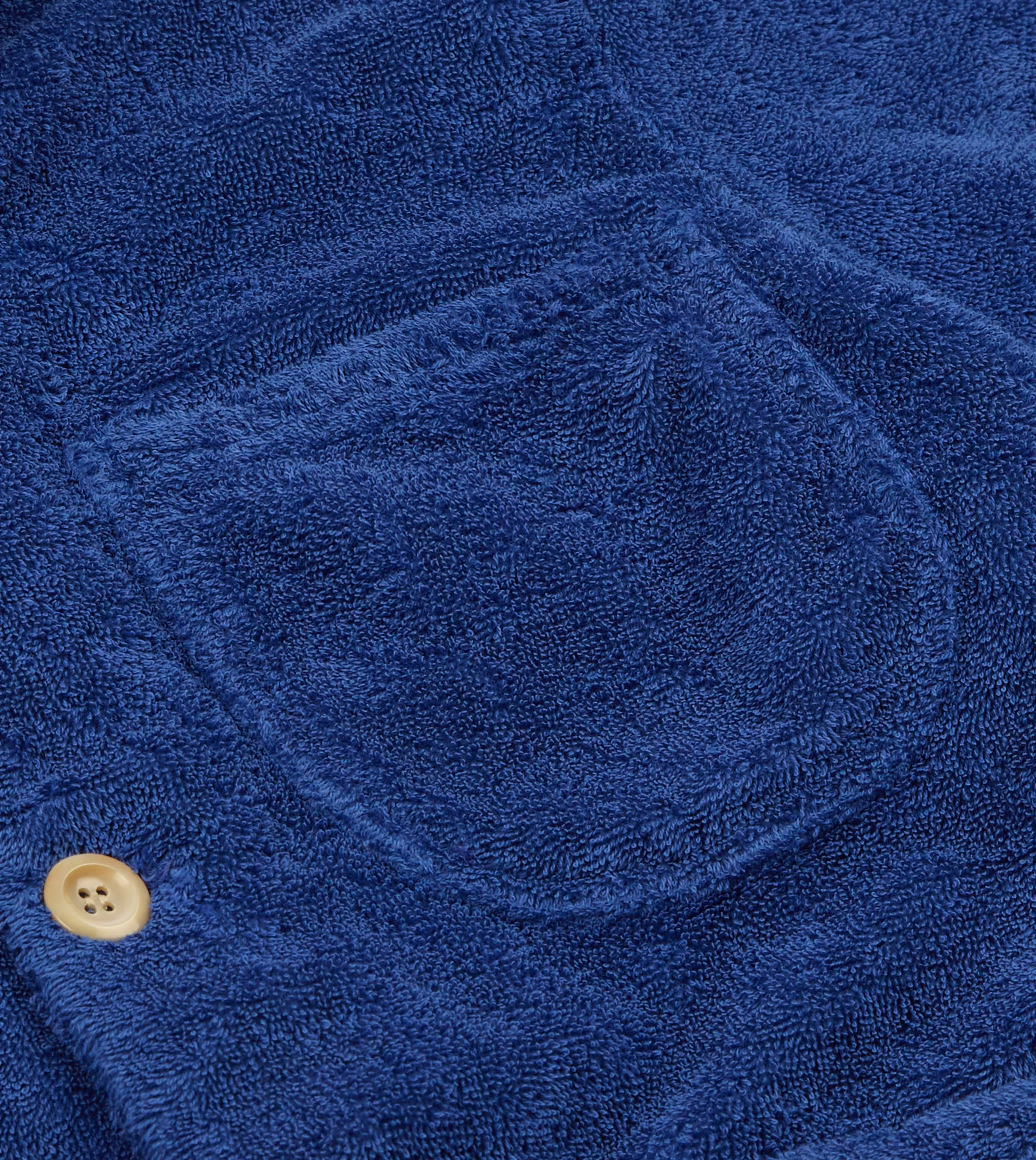 Blue Cotton Terry Towelling Short Sleeve Safari Shirt