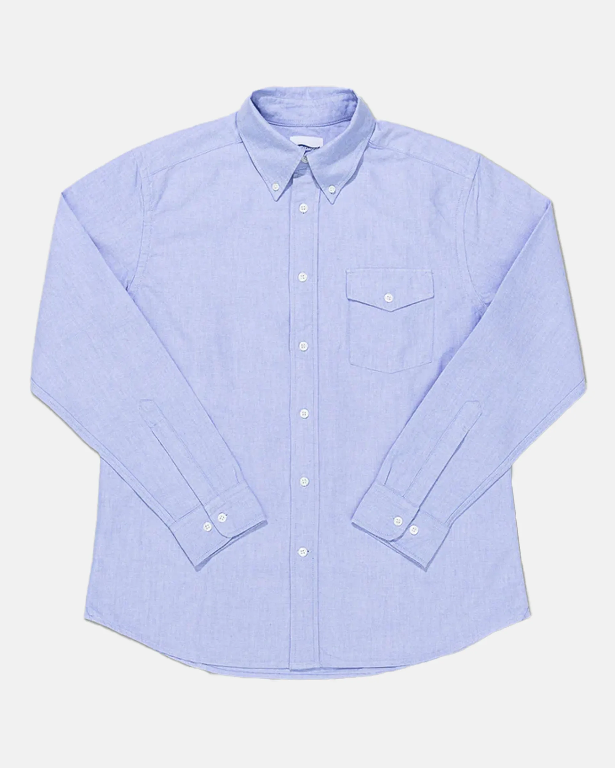 BLUE ENZYME-WASH OXFORD SHIRT - FLAP POCKET