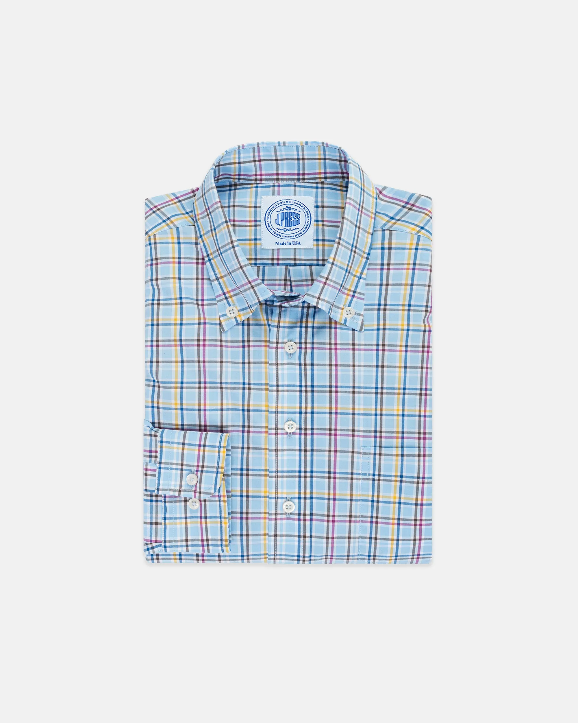 BLUE LARGE PANE COTTON SHIRT