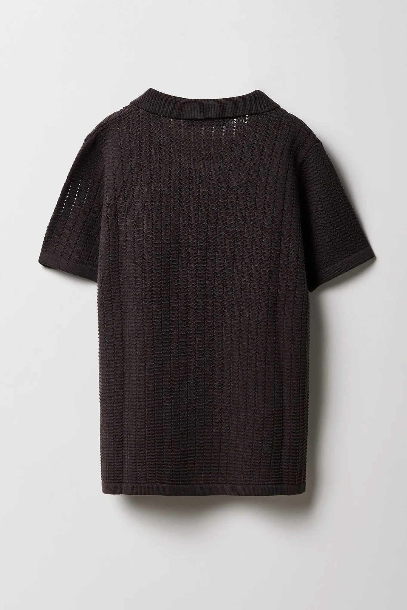Boys Open Knit Button-Up Top