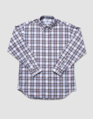 BROWN/ LIGHT BLUE PLAID SHIRT