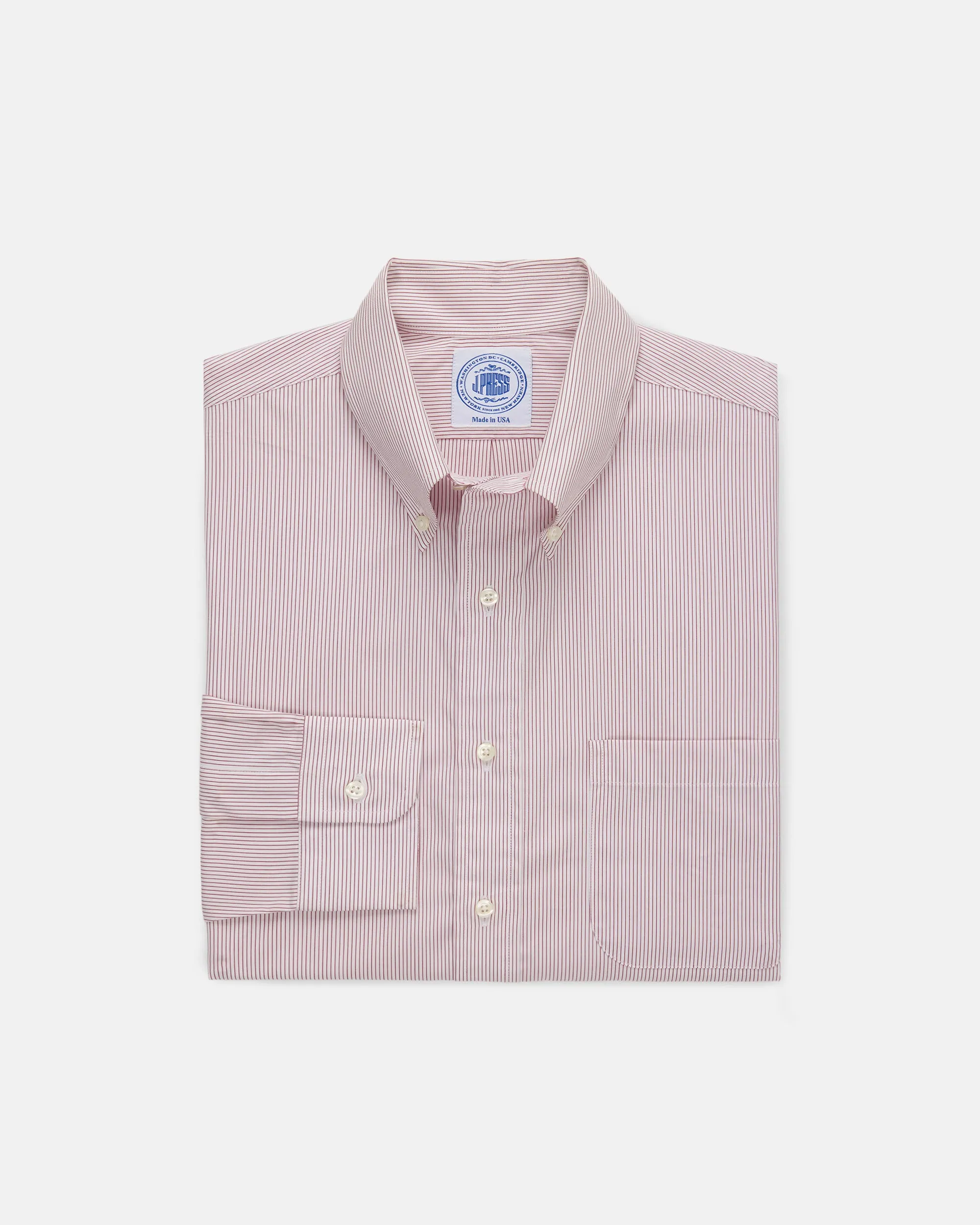 BURGUNDY HAIRLINE STRIPE DRESS SHIRT
