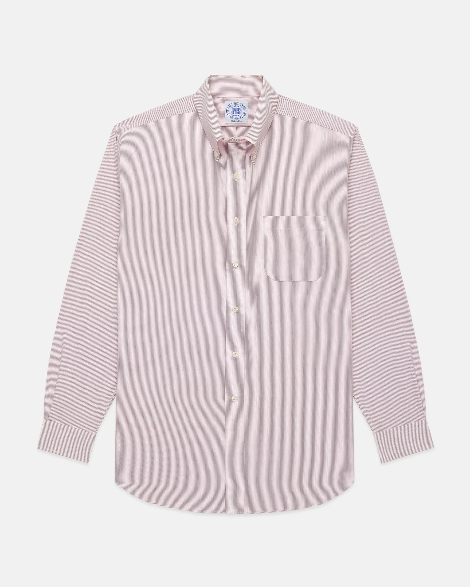 BURGUNDY HAIRLINE STRIPE DRESS SHIRT