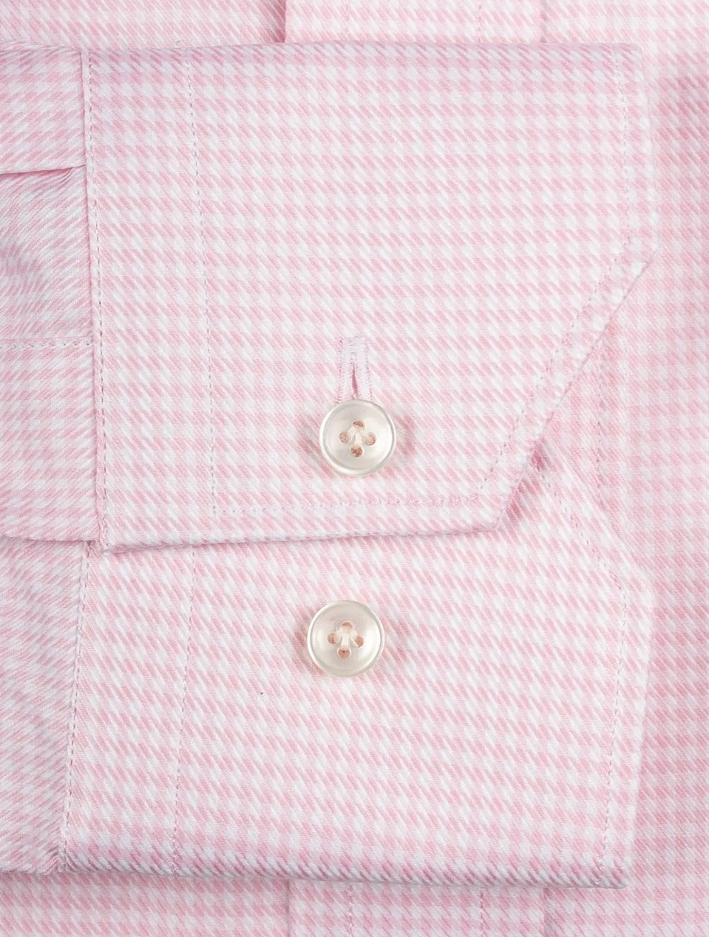 Button Down Houndtooth Single Cuff Shirt Pink
