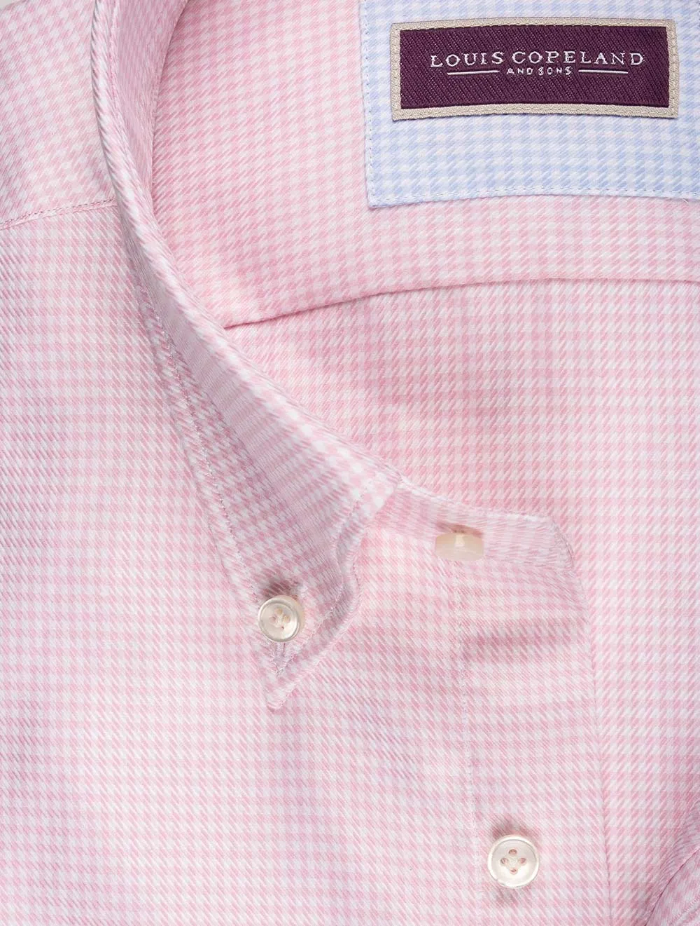 Button Down Houndtooth Single Cuff Shirt Pink