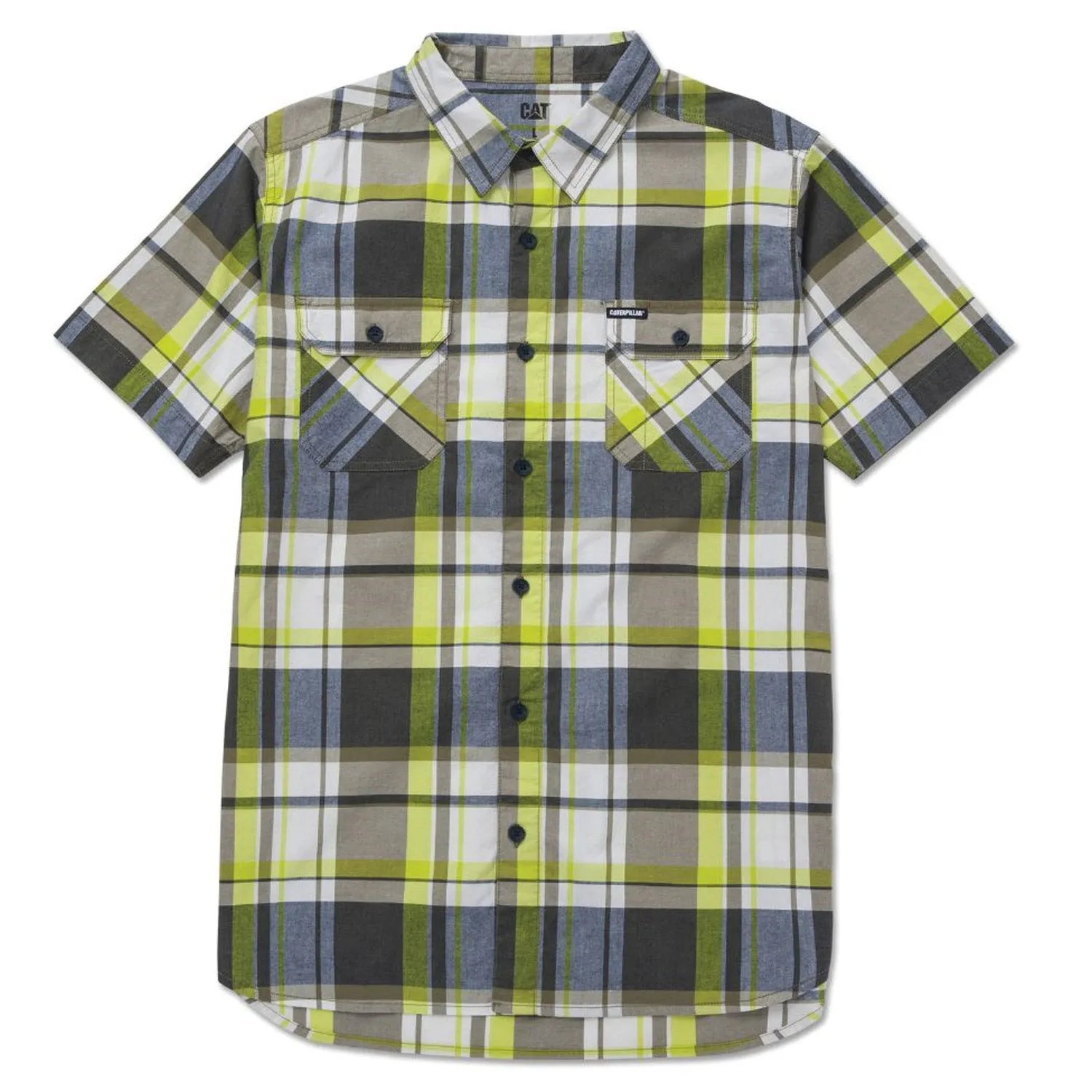 CAT Men's Plaid Button-Downp Short Sleeve Work Shirt