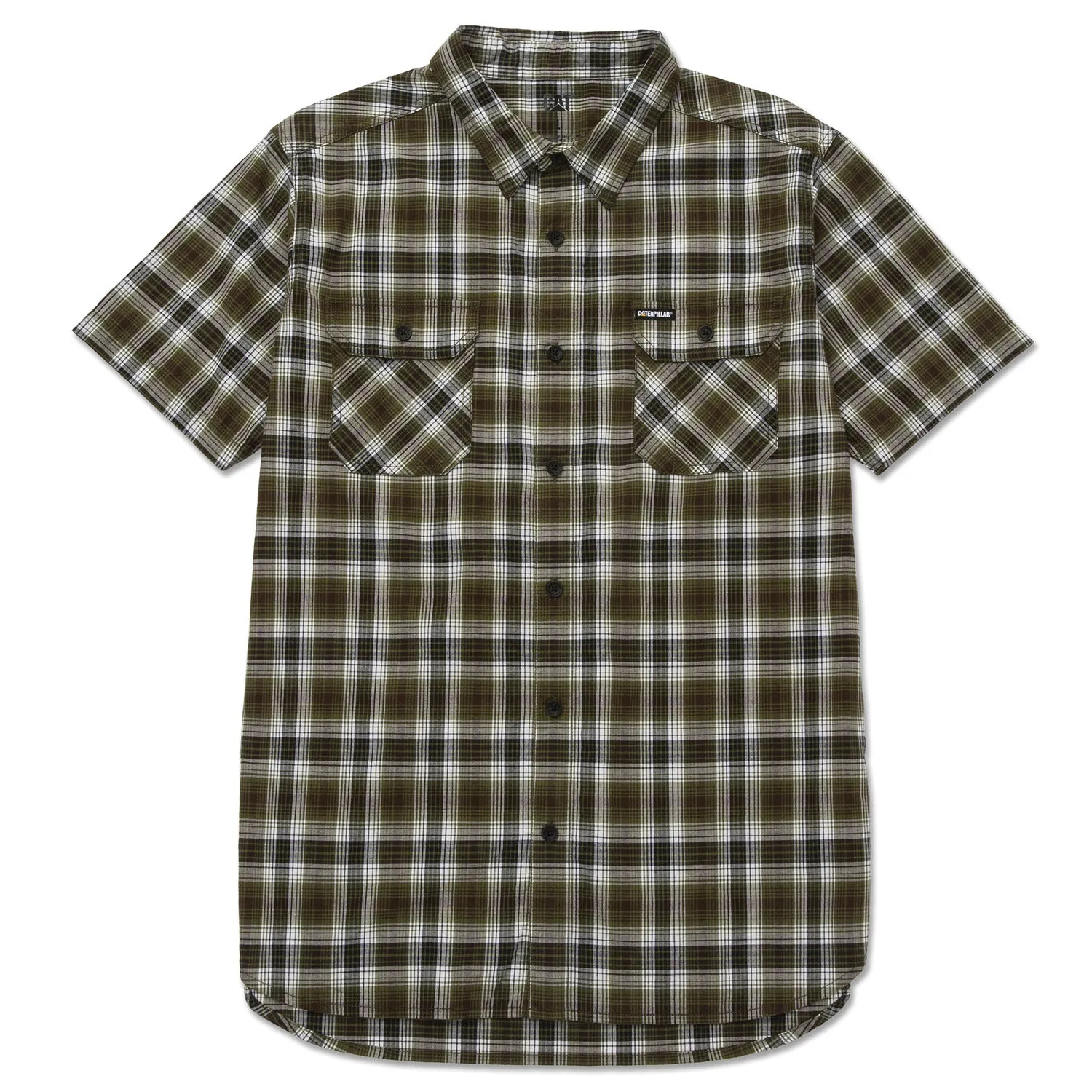 CAT Men's Plaid Button-Downp Short Sleeve Work Shirt