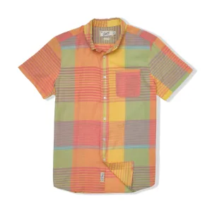 Classic Madras Plaid Short Sleeve Shirt - Orange Yellow Plaid