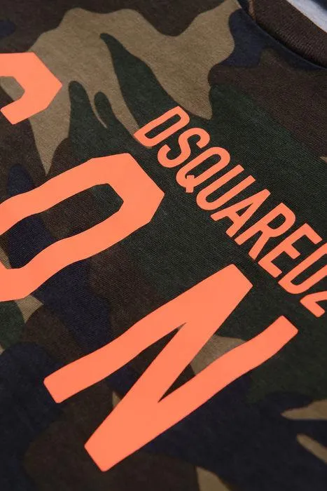 Dsquared2 Kids Logo Printed Camouflage Crewneck T-Shirt