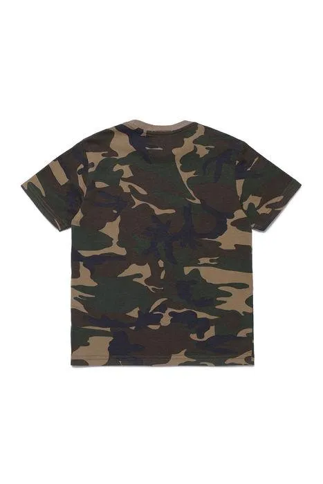 Dsquared2 Kids Logo Printed Camouflage Crewneck T-Shirt