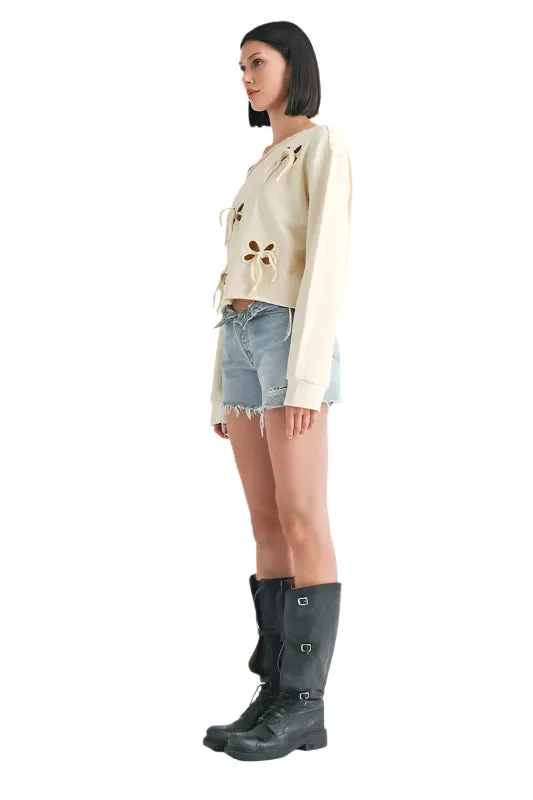 Emory Park ONE SHOULDER FRENCH TERRY SWEATSHIRT WITH CUTOUT DETAIL