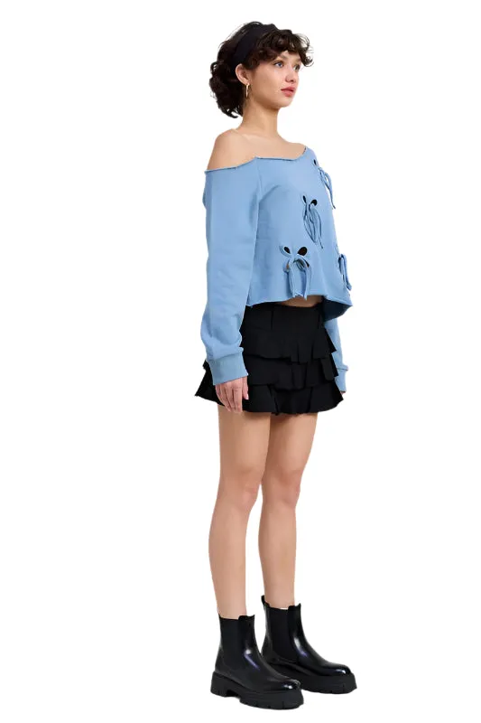 Emory Park ONE SHOULDER FRENCH TERRY SWEATSHIRT WITH CUTOUT DETAIL