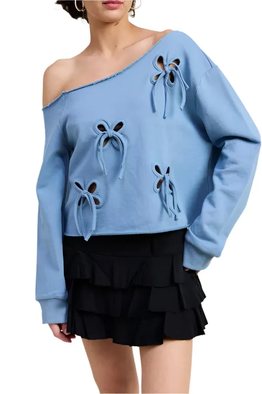 Emory Park ONE SHOULDER FRENCH TERRY SWEATSHIRT WITH CUTOUT DETAIL