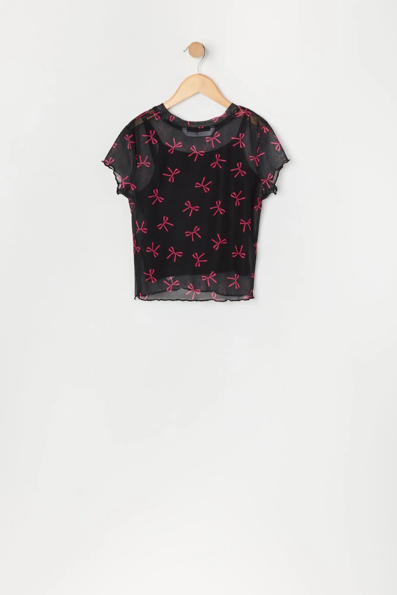 Ensemble deux pièces t-shirt et camisole en filet imprimé pour filles