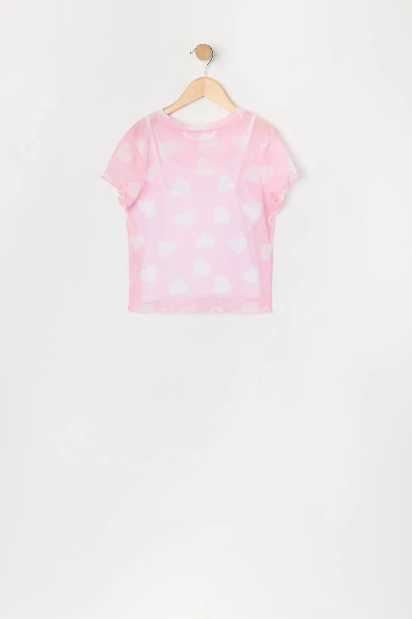 Ensemble deux pièces t-shirt et camisole en filet imprimé pour filles