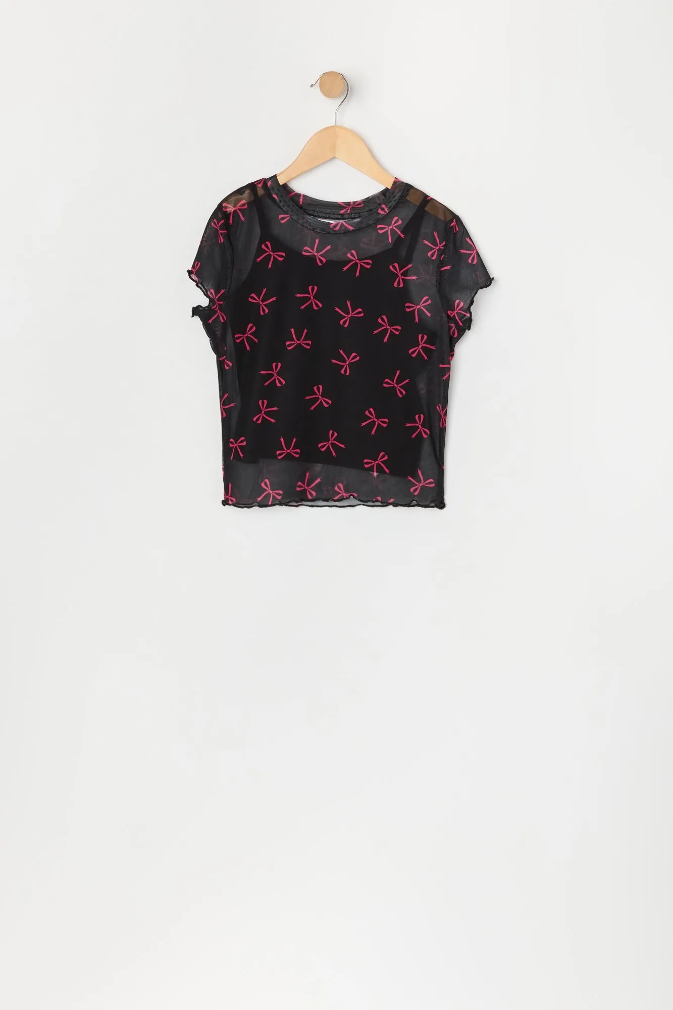 Ensemble deux pièces t-shirt et camisole en filet imprimé pour filles
