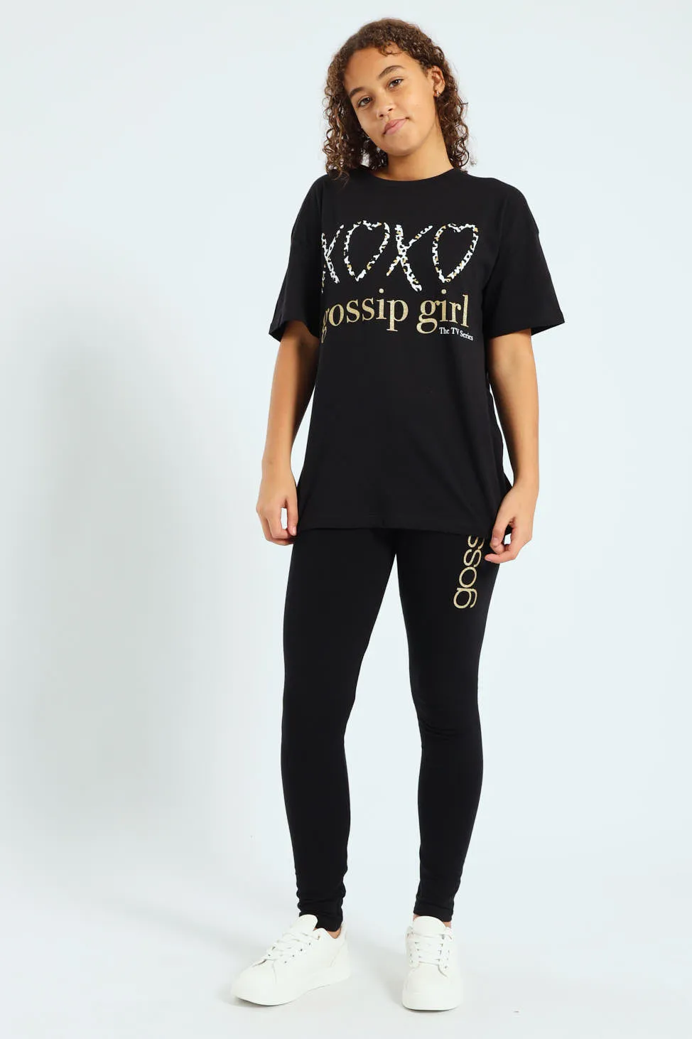 Girls Gossip Girl Oversized Tee - Black