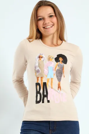 Girls Long Sleeve Tee - Stone