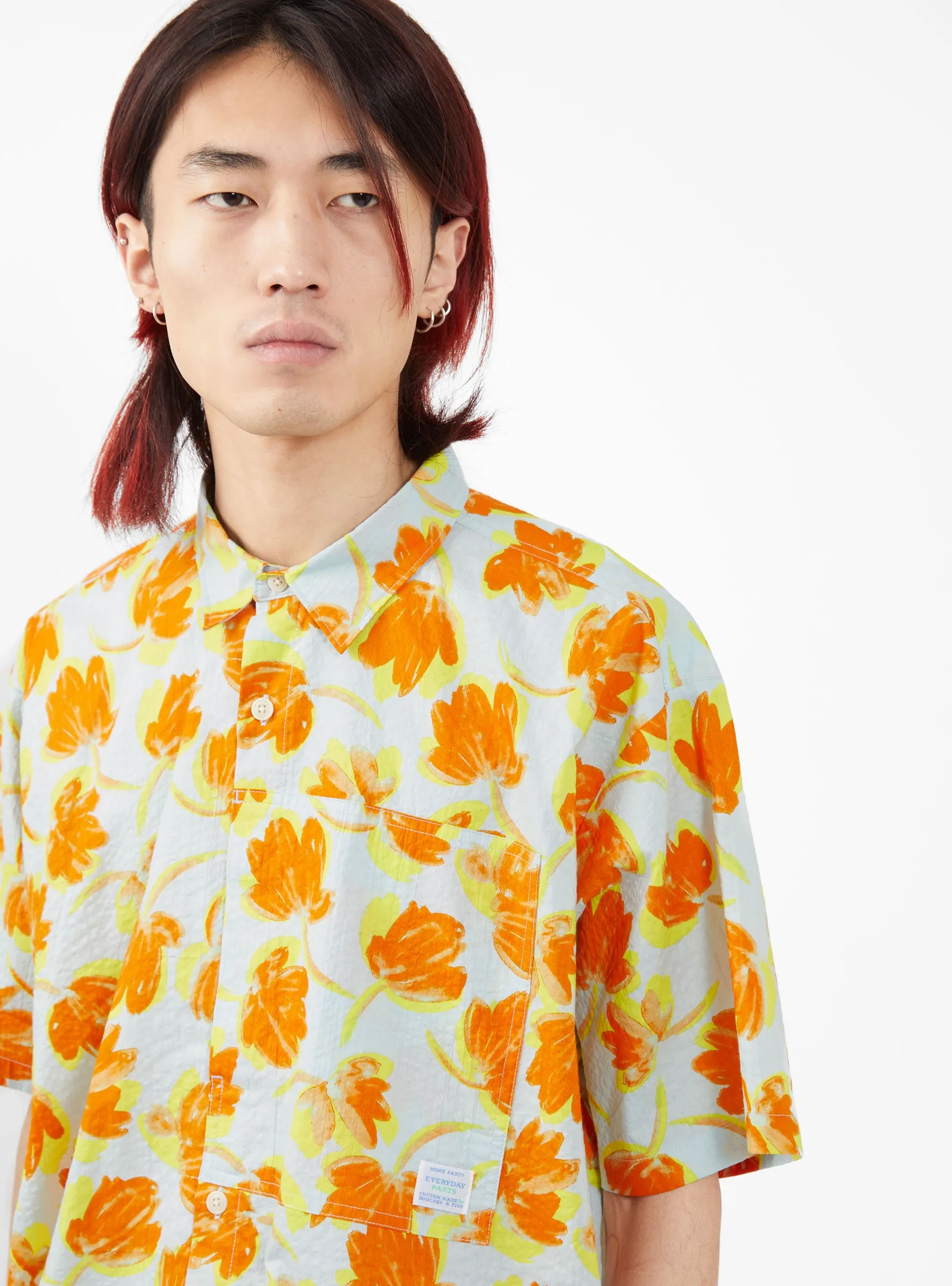 Home Party Short Sleeve Shirt Orange