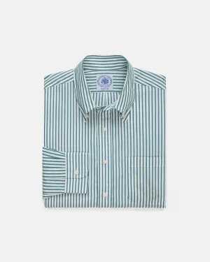 HUNTER GREEN BUTCHER STRIPE DRESS SHIRT