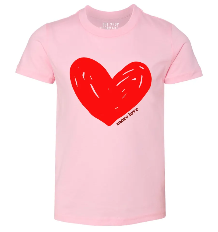Kids   Toddler Big Heart 'more love' Pink Tee