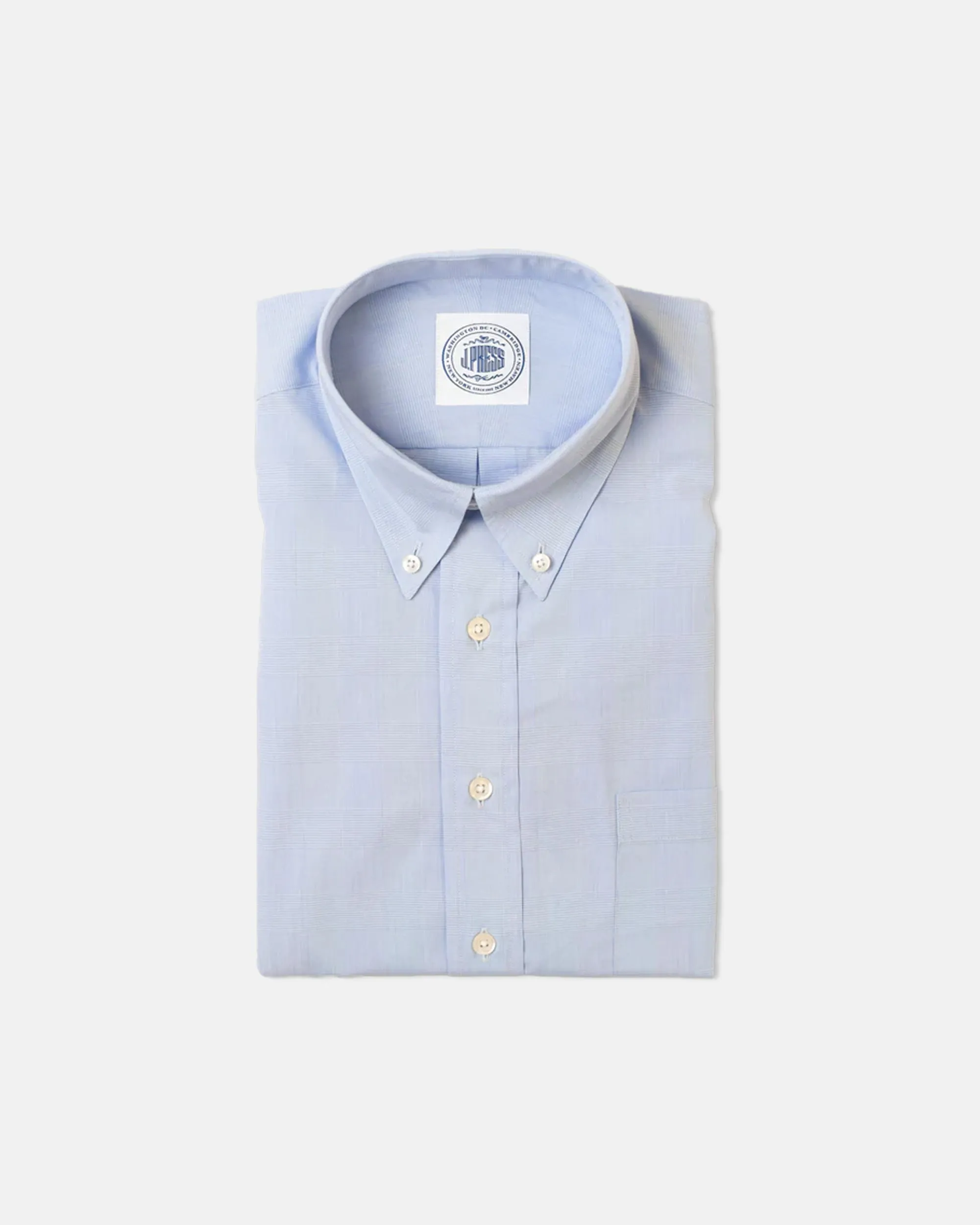 LIGHT BLUE SHADOW PLAID DRESS SHIRT