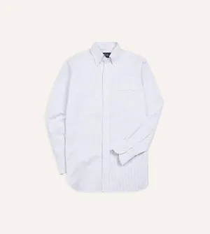 Light Blue Ticking Stripe Cotton Oxford Cloth Button-Down Shirt