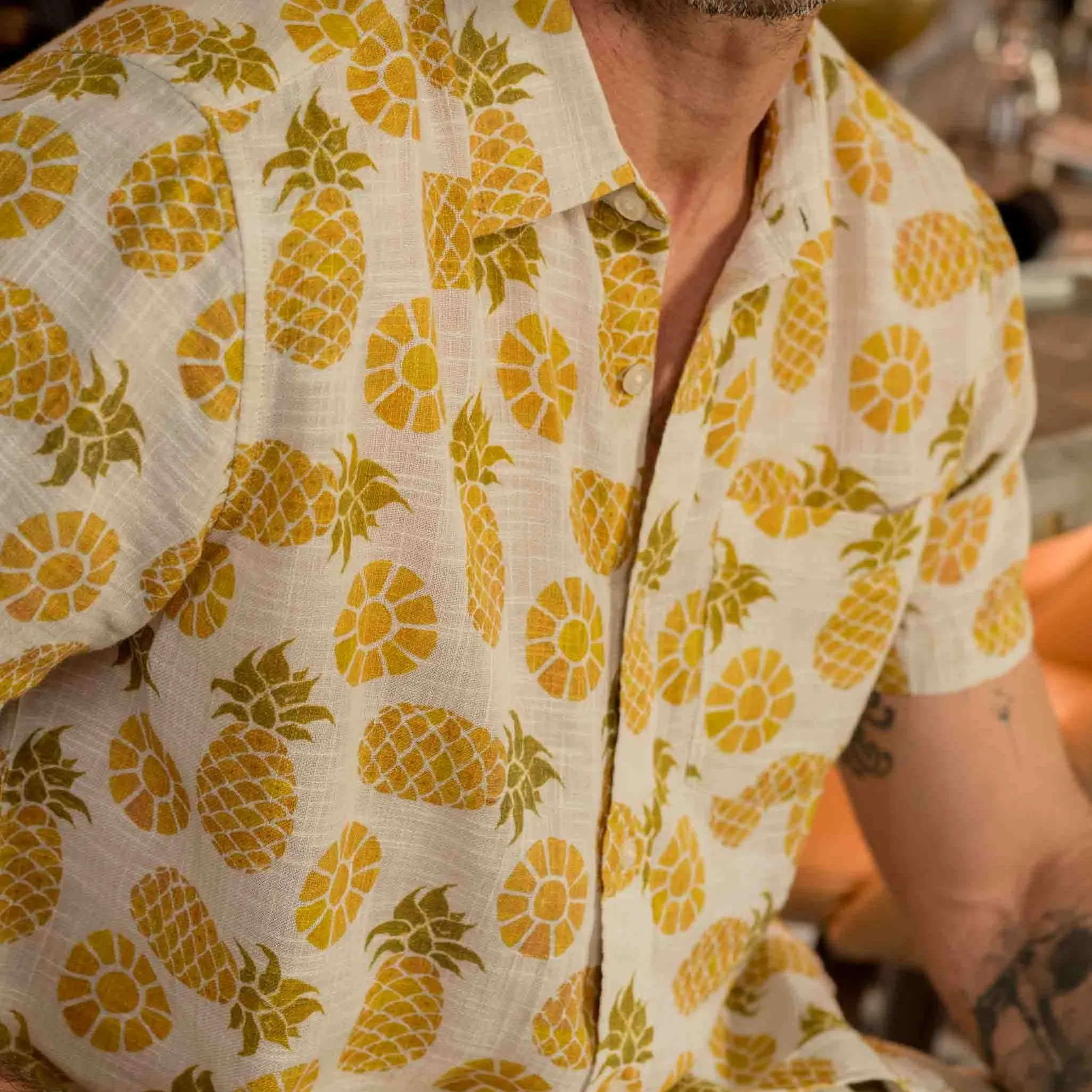 Madras Cottage Loom Printed Shirt - Pineapple Slice