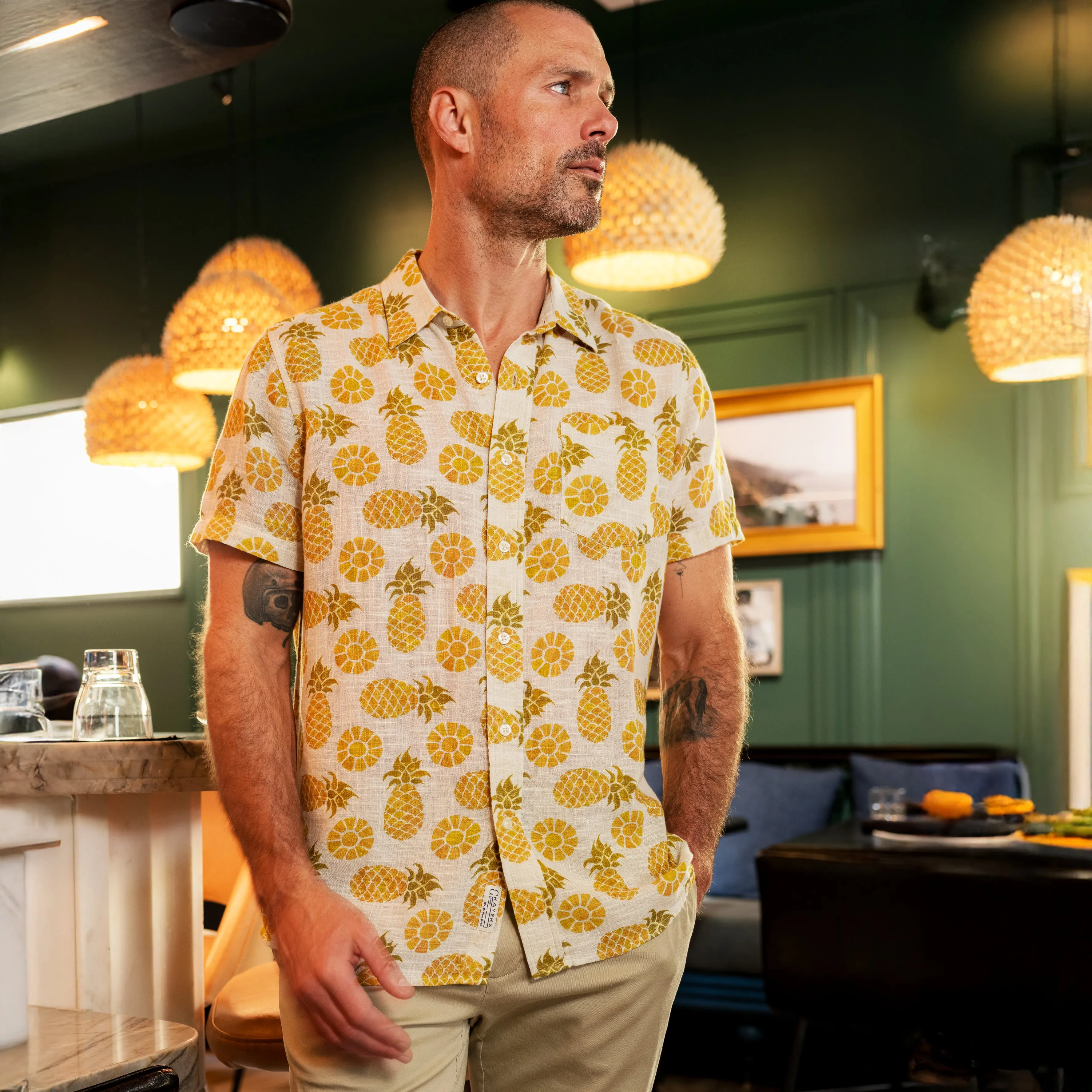 Madras Cottage Loom Printed Shirt - Pineapple Slice