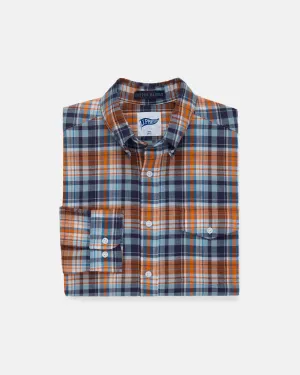 MADRAS LONG SLEEVE SHIRT - BLUE/ORANGE/WHITE